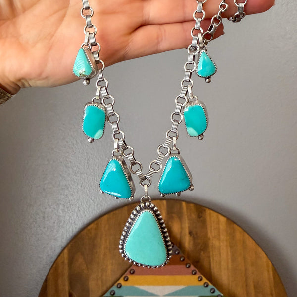 Shades of Turquoise Charm Necklace 21"