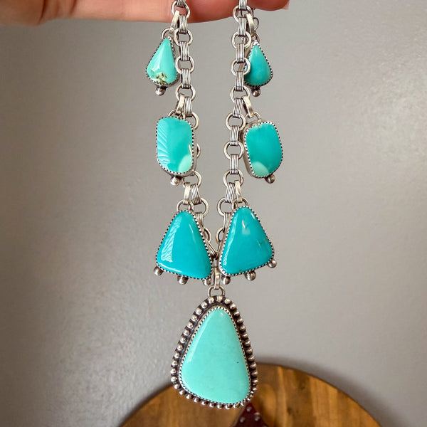 Shades of Turquoise Charm Necklace 21"