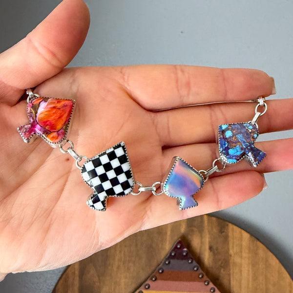 Spades of Many Colors Bracelet 8"