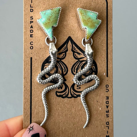Snake Lightning Dangle Post Earrings