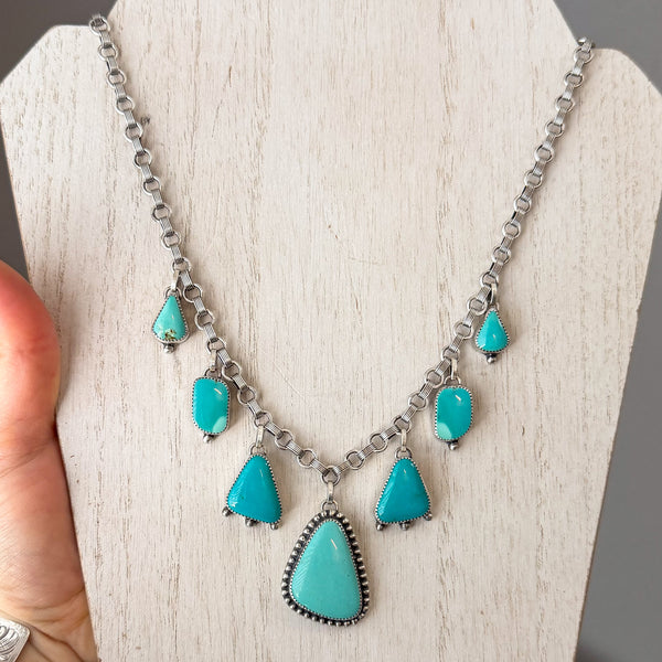Shades of Turquoise Charm Necklace 21"