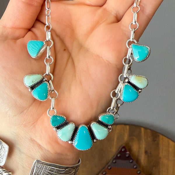 Turquoise Charm Necklace 17"
