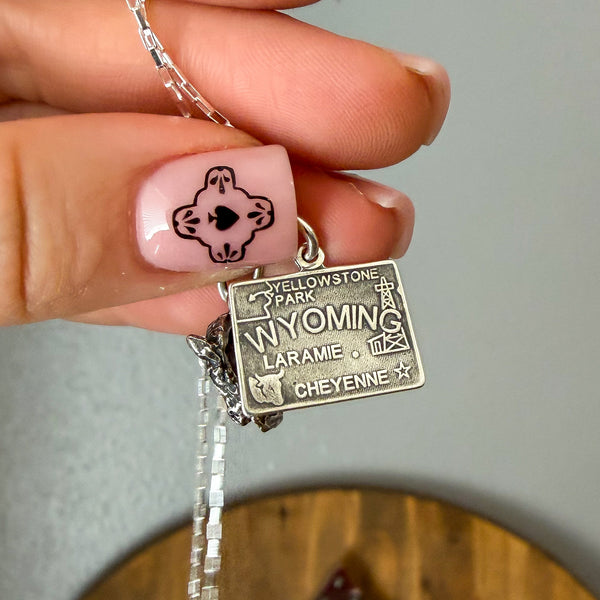 Wyoming Bison Postcard Necklace 16"