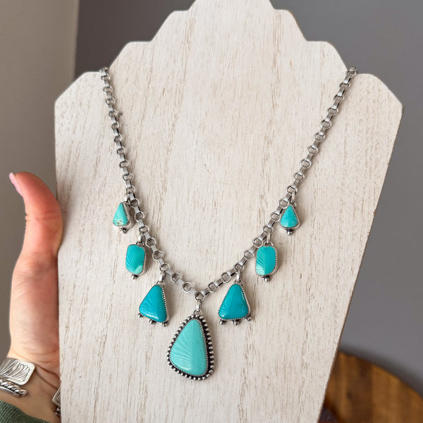 Shades of Turquoise Charm Necklace 21"
